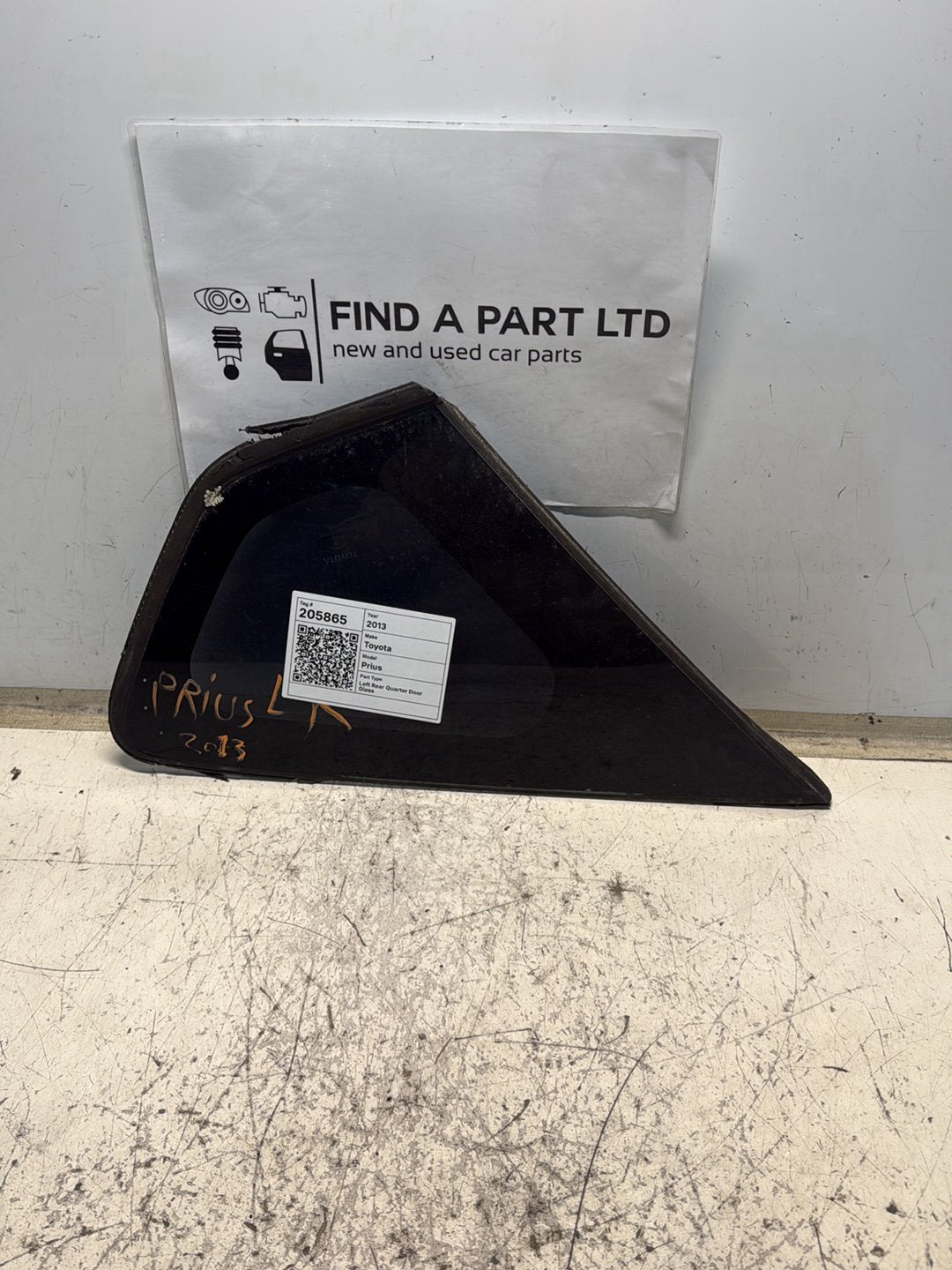 2013-2015 Toyota Prius- Left Rear Quarter Door Glass PN: