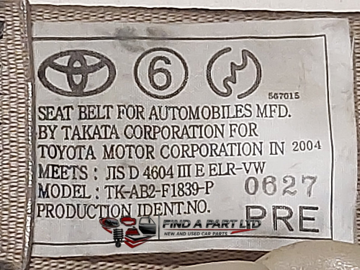 2004 Toyota Ipsum - Right Front Seat Belt PN: TK-AB2-F1839-P