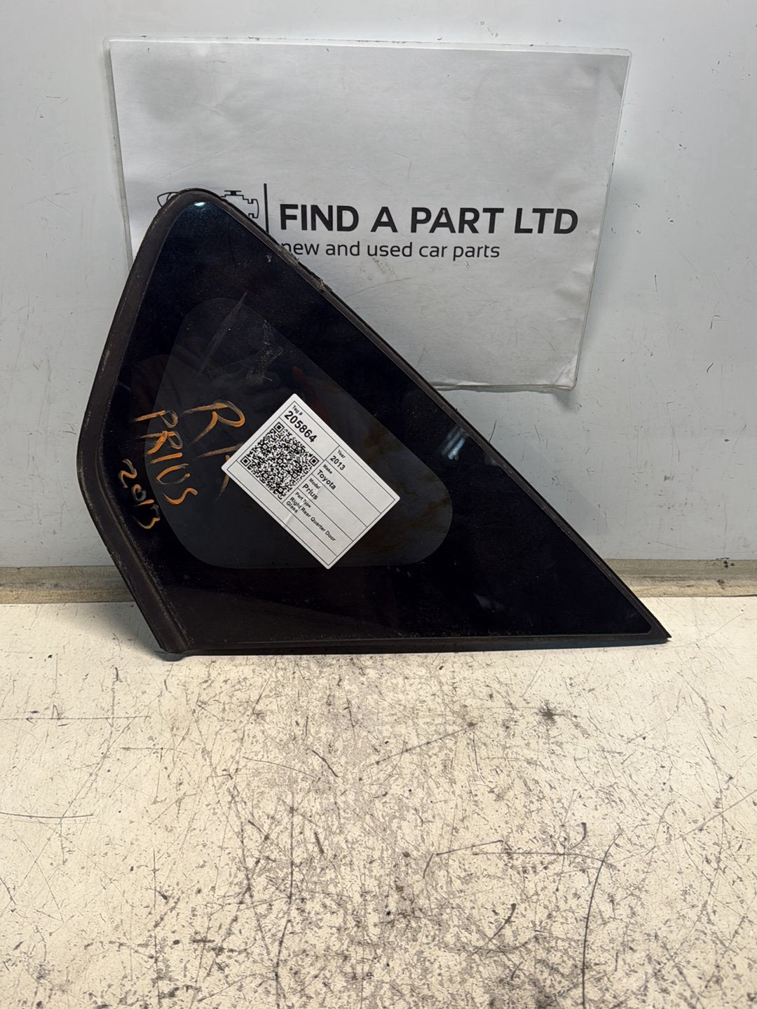 2013-2015 Toyota Prius- Right Rear Quarter Door Glass PN: