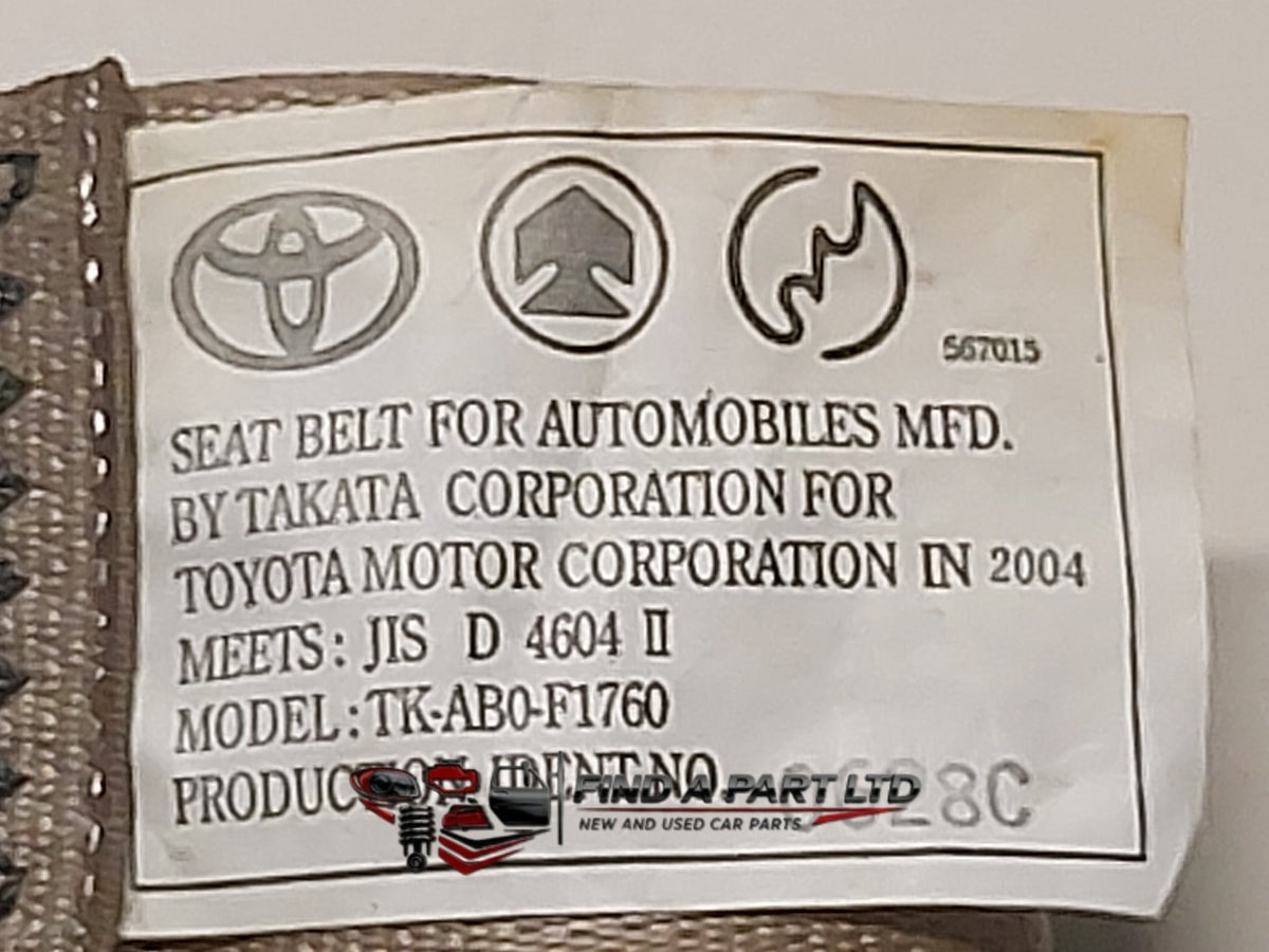2004 Toyota Ipsum - Centre Seat Belt PN: TK-AB0-F1760