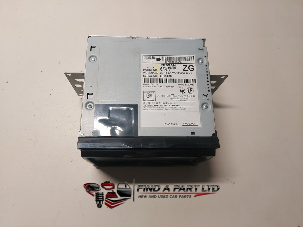 2013 Nissan Leaf - Stereo Head Unit PN: 25915 4ND0B, QY-7214