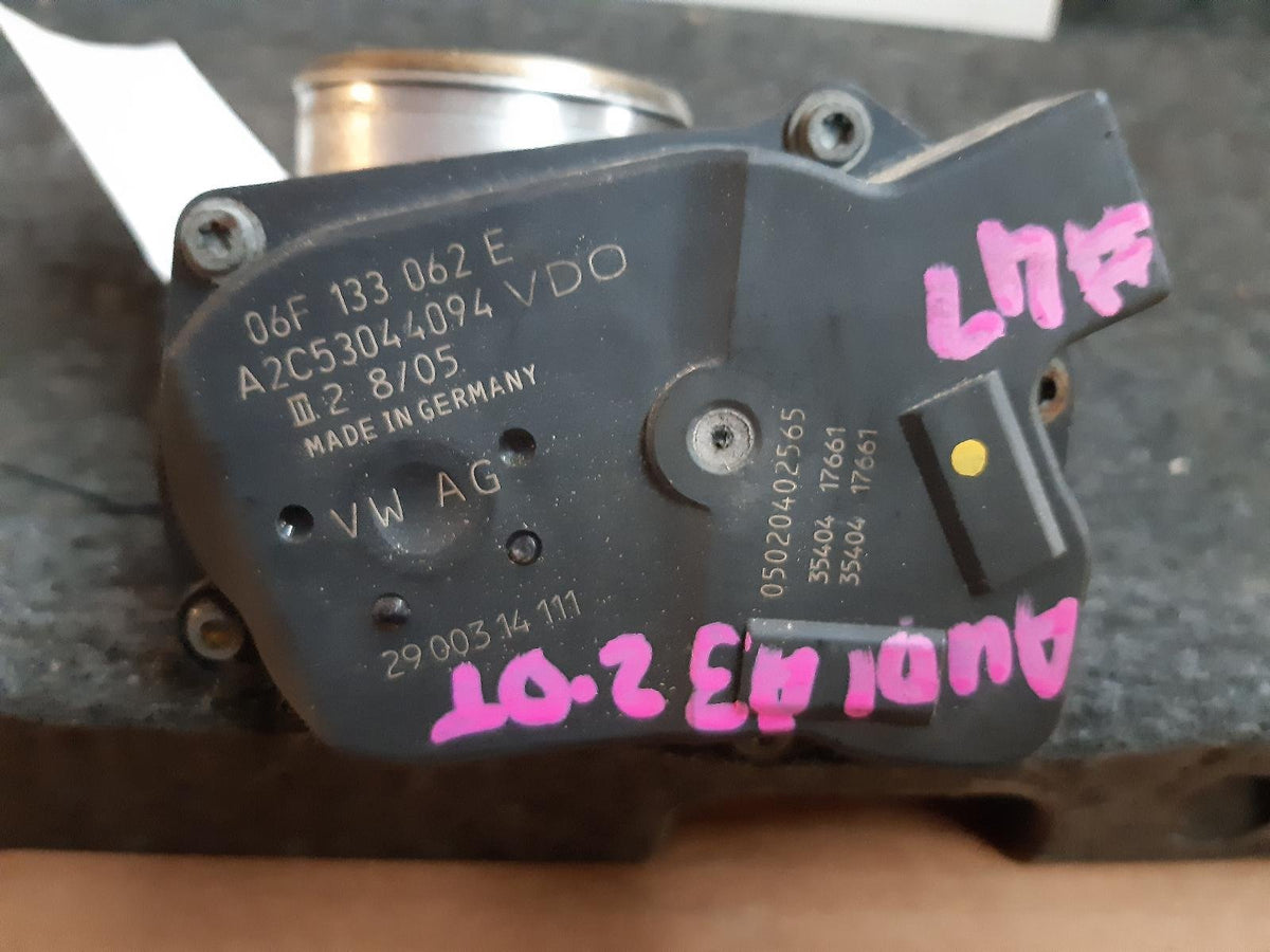 Oct 2005 to Apr 2013 - Audi A3 8P Petrol 2.0L Engine Code BZC Engine Code BWA Engine Code CDLC Engine Code CJXF Engine Code CAWB Engine Code CZA - Throttle Body
