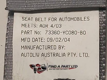 2004 Toyota Camry XV30 - Left Rear Seat Belt PN: 73360-YC080-B0
