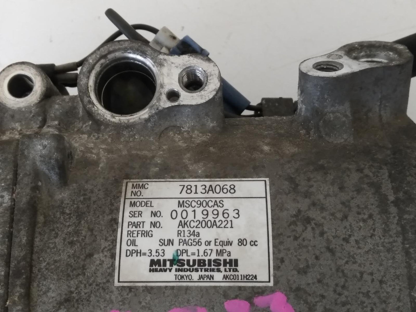 Nov 2006 to Jun 2008- Mitsubishi Outlander ZG 2.4L- A/C Compressor