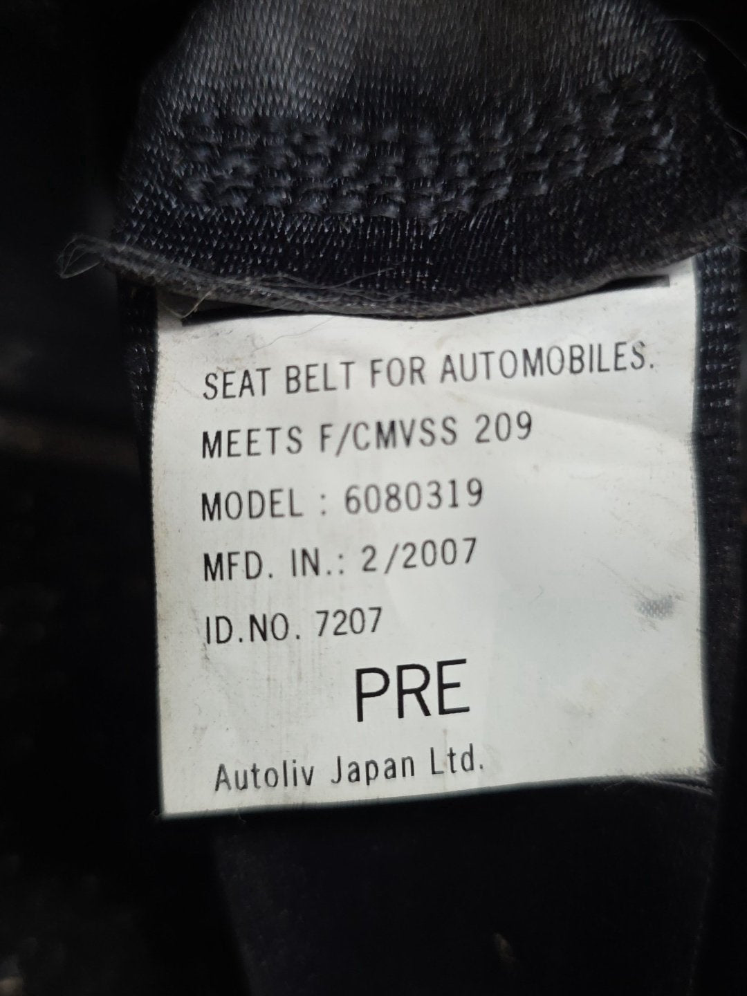 2007 Mitsubishi Delica CV5W - Left Front Seat Belt PN: 6080319