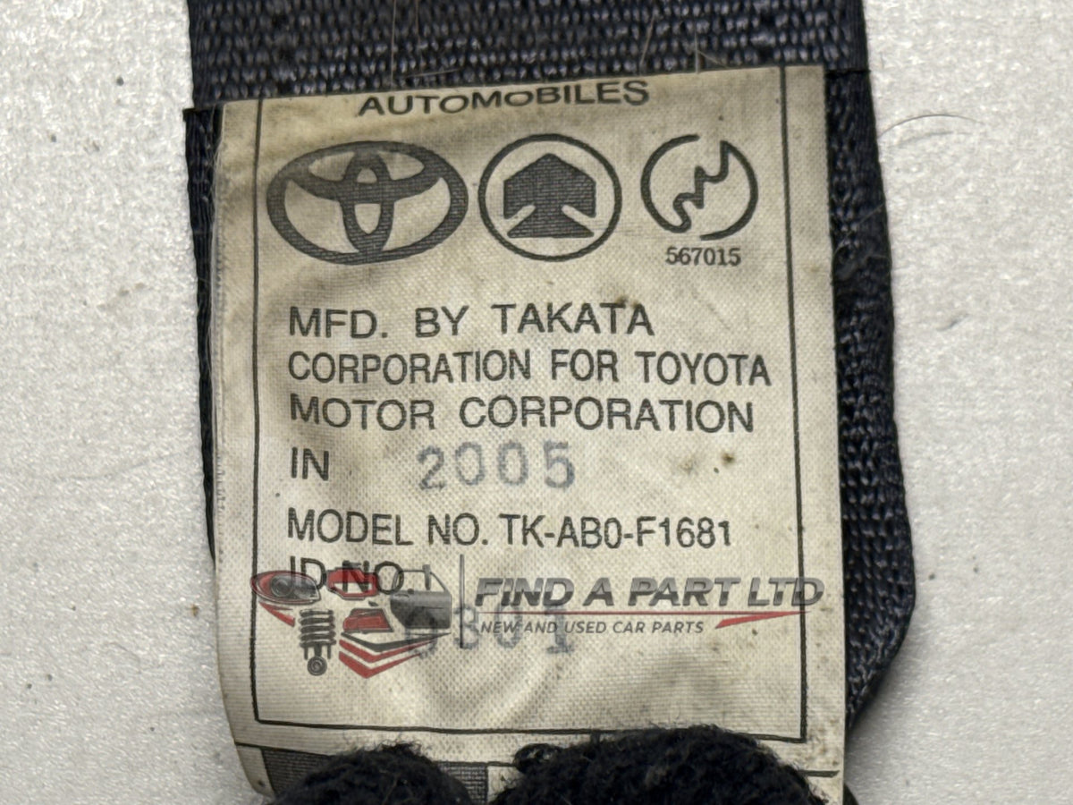 2004 Toyota Corolla E120 - Right Rear Seat Belt PN: TK-AB0-F1681