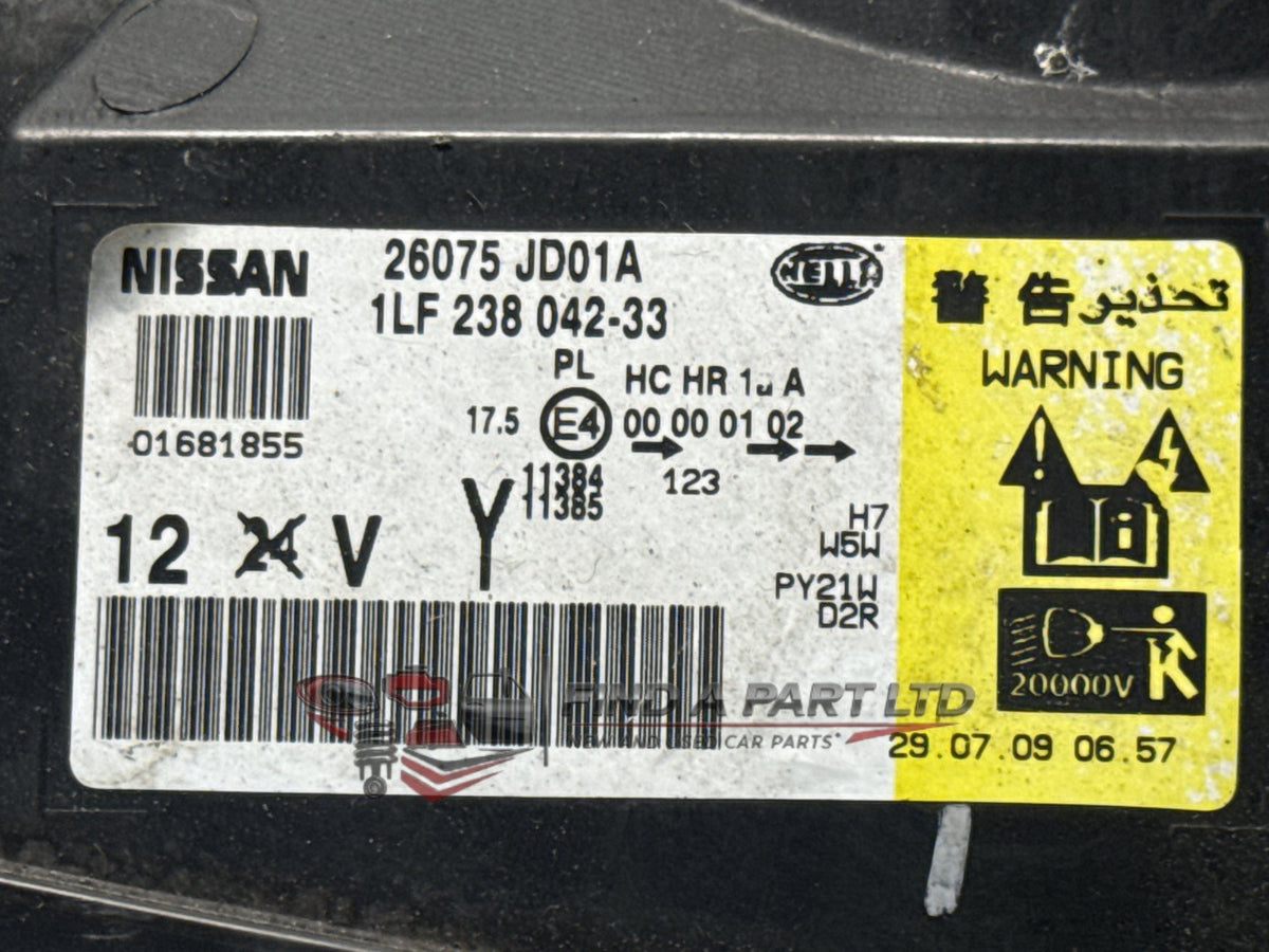 2008 Nissan Dualis J10 - Left Headlight PN: 26075 JD01A