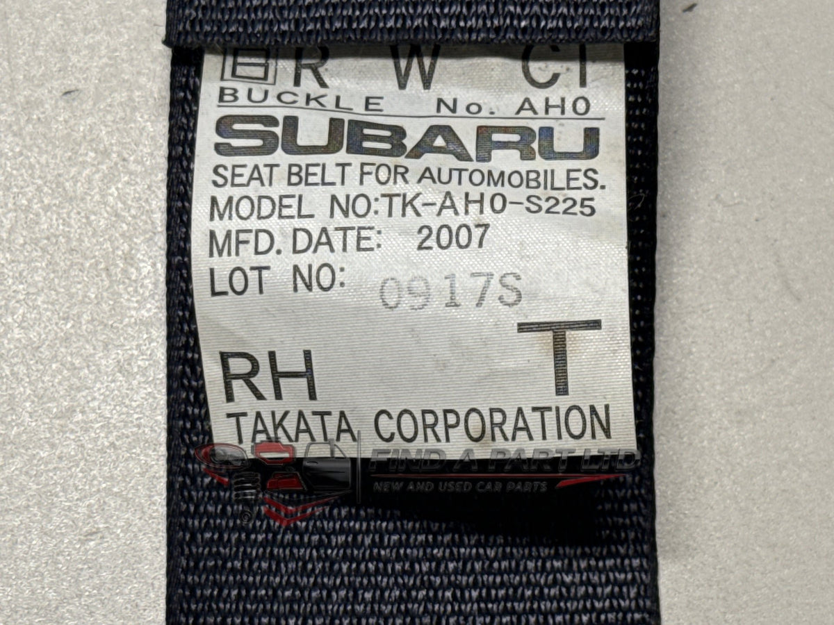 2008 Subaru Impreza GH - Centre Seat Belt PN: TK-AH0-S225