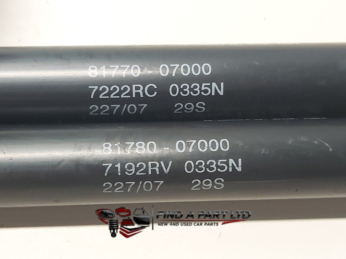 2007 Kia Picanto - tailgate strut pair PN: 81770 07000, 81780 07000
