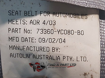 2004 Toyota Camry XV30 - Right Rear Seat Belt PN: 73360-YC080-B0