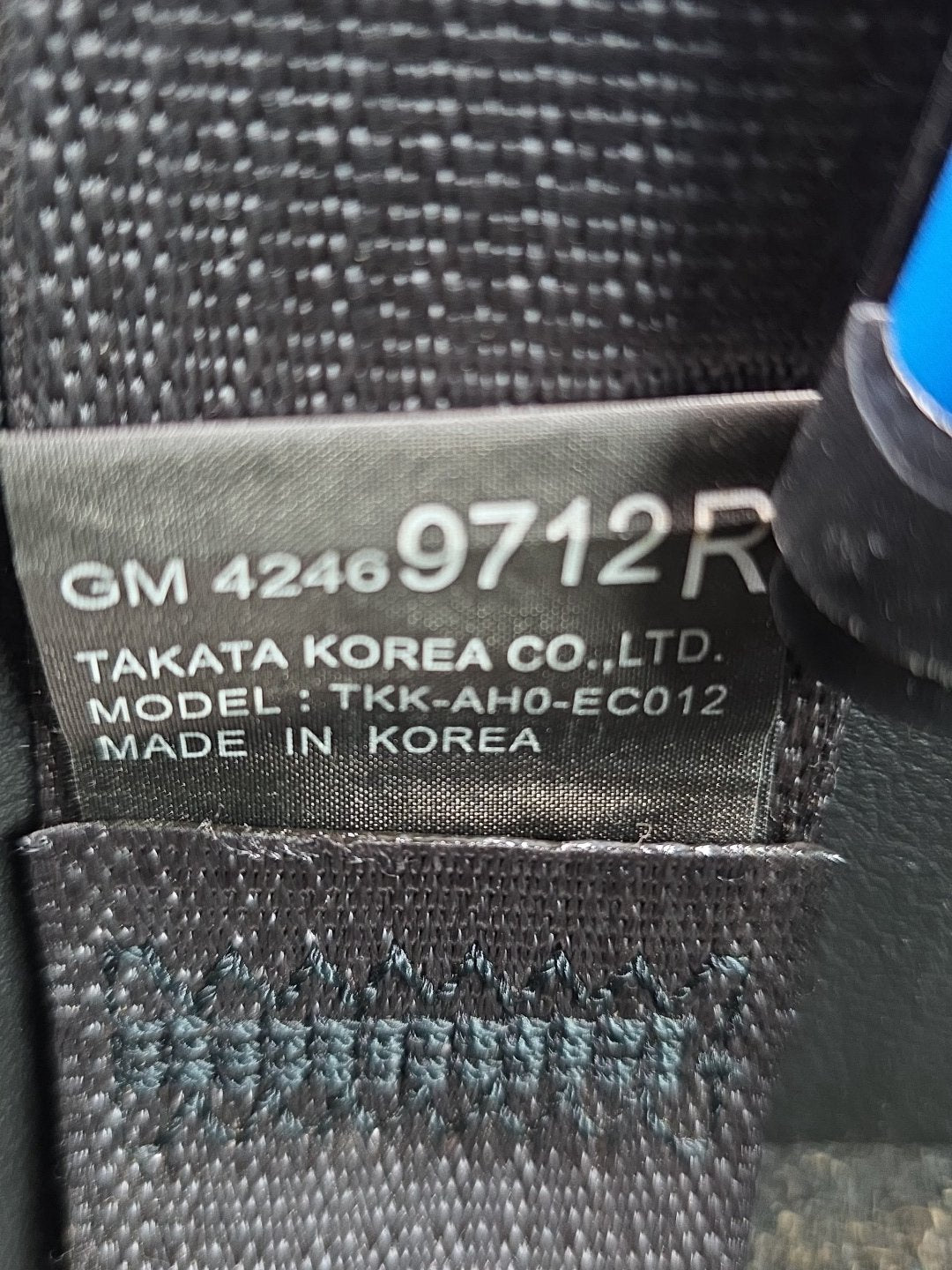 2017 Holden Trax TJ MY17 - Right Rear Seat Belt PN: GM 4246 9712R. Model: TKK-AH0-EC012