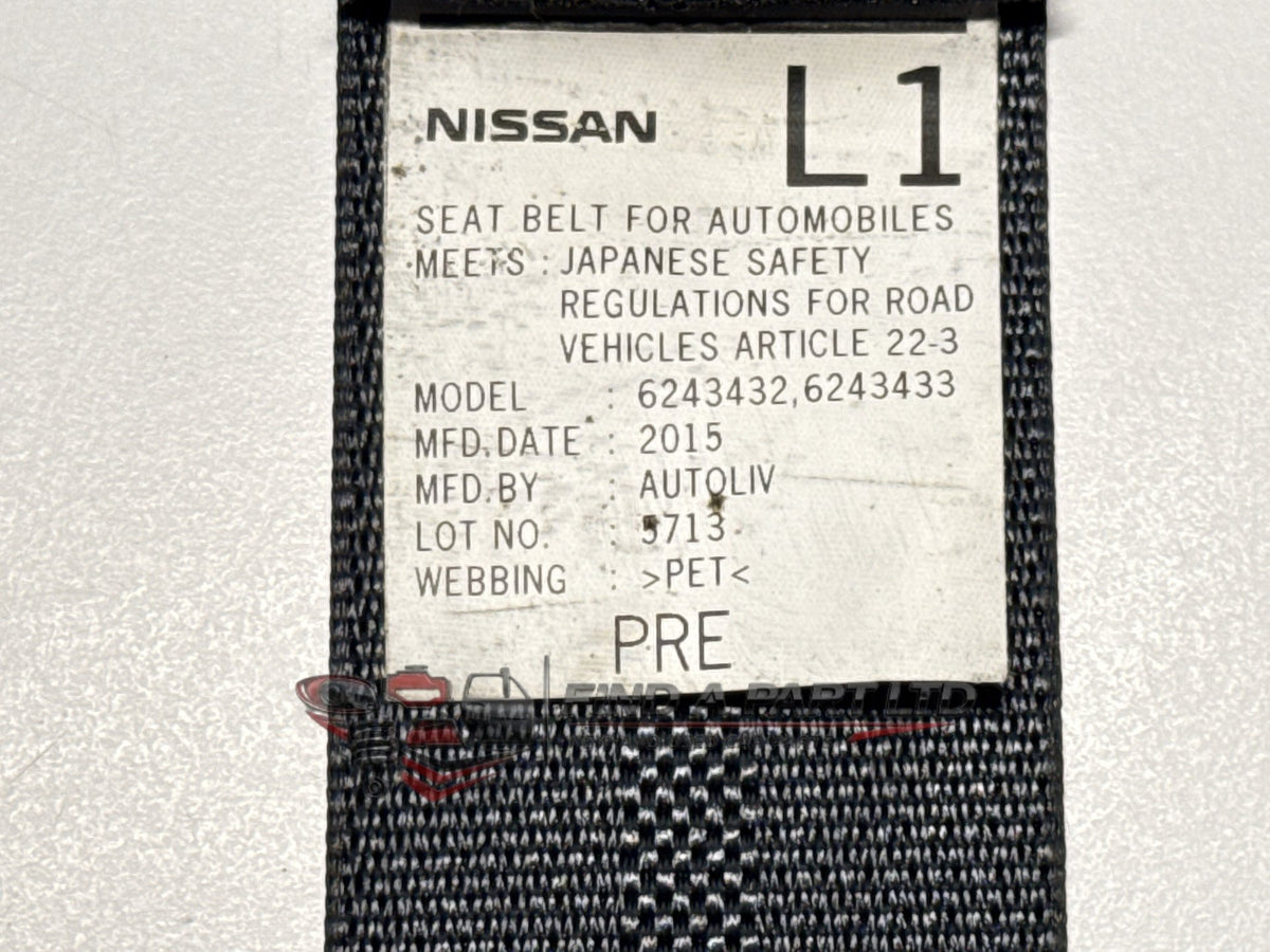 2015 Nissan Wingroad Y12 - Left Front Seat Belt PN: 6243432, 6243433