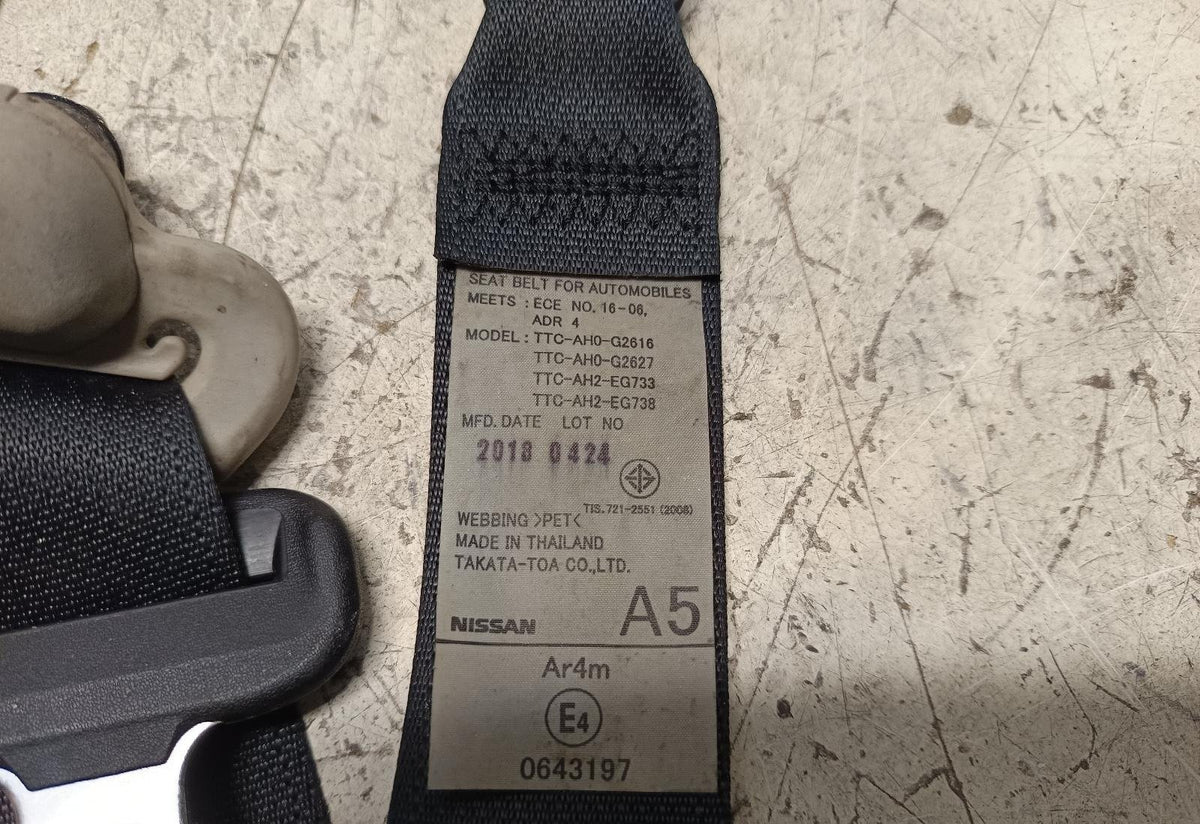 Apr 2015 to Current - Nissan Navara NP300 Double Cab Utility - Right Rear Seat belt - Black