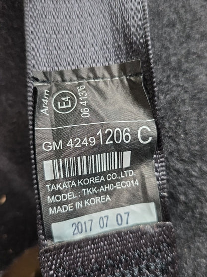 2017 Holden Trax TJ MY17 - Centre Seat Belt PN: GM 4249 1206 C. Model: TKK-AH0-EC014